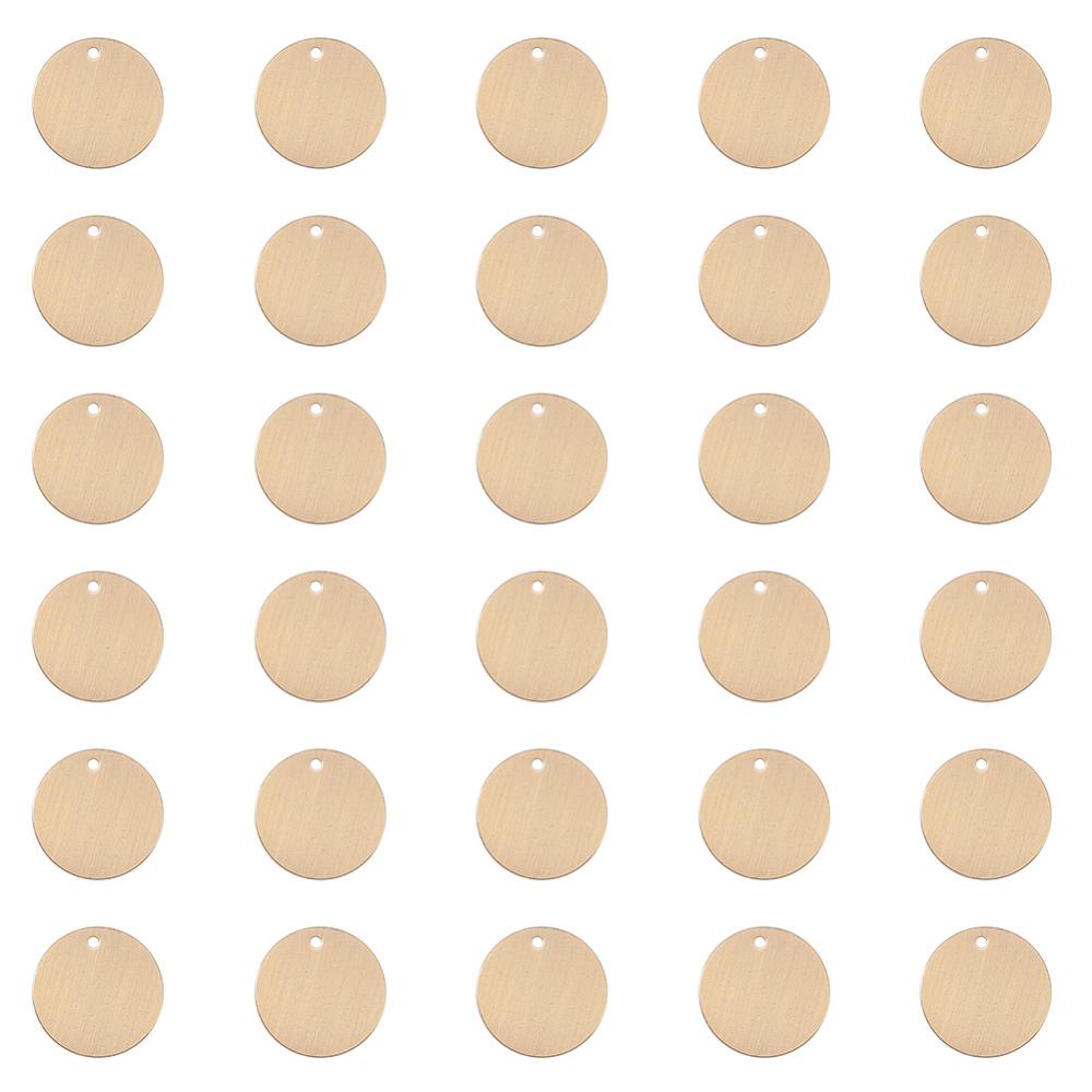 30 PCS 18mm Bronze Flat Round Brass Blank Pendants for DIY Making